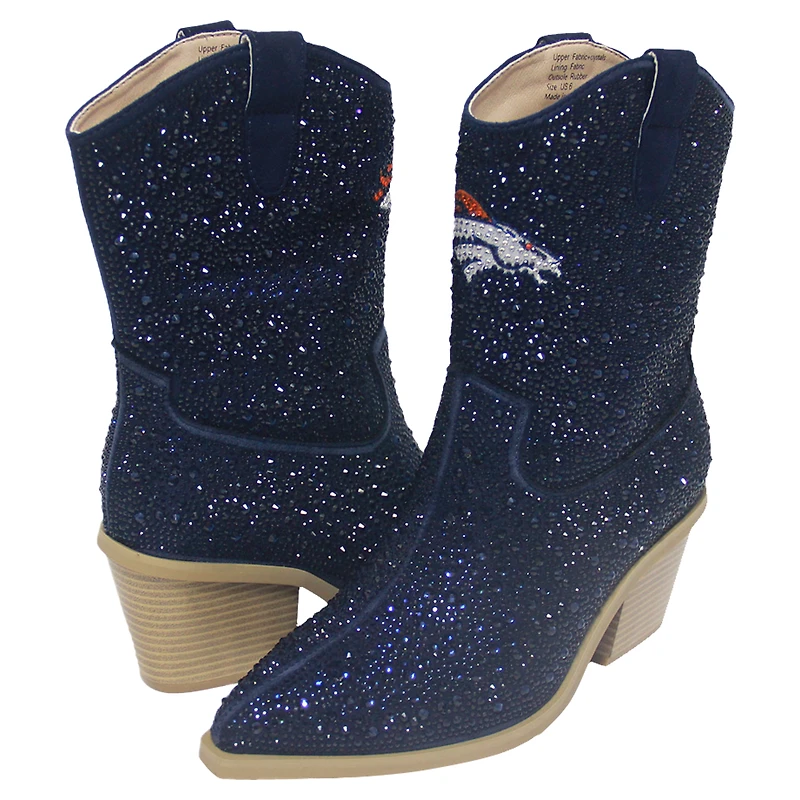 Bottines à cristaux Cuce Navy Denver Broncos pour femmes