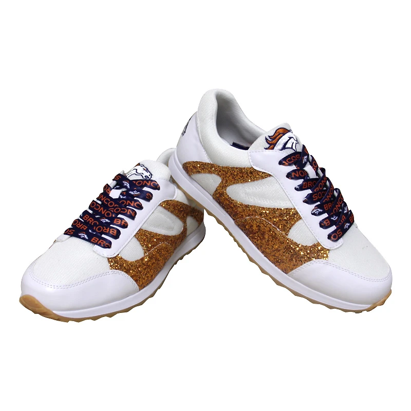 Women's Cuce White Denver Broncos Glitter Sneakers