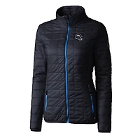 Doudoune isolante entièrement zippée Rainier PrimaLoft Eco pour femme, bleu marine, avec logo du casque des Denver Broncos, Cutter & Buck