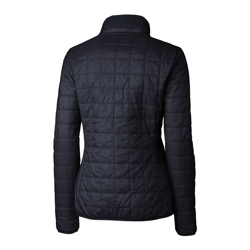 Women's Cutter & Buck Navy Denver Broncos Helmet Logo Rainier PrimaLoft Eco Insulated Full-Zip Puffer Jacket