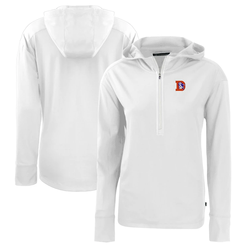 Sweat à capuche demi-zippé écologique recyclé Daybreak blanc des Denver Broncos pour femme Cutter & Buck