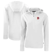 Women's Cutter & Buck  White Denver Broncos Throwback Daybreak Eco Recycled Half-Zip Hoodie