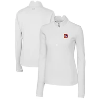 Women's Cutter & Buck White Denver Broncos Throwback Logo Traverse Stretch Quarter-Zip Pullover Top