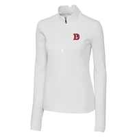 Pull-over blanc à fermeture éclair quart de tour pour femme Cutter & Buck avec logo rétro des Broncos Denver