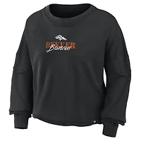 Women's Fanatics Black Denver Broncos Oversized Chop Block Boxy Long Sleeve Top
