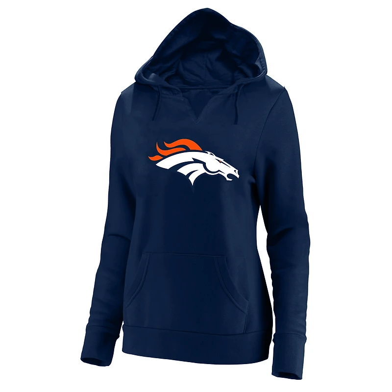 Women's Fanatics Bo Nix Navy Denver Broncos Plus Player Name & Number V-Neck Hoodie