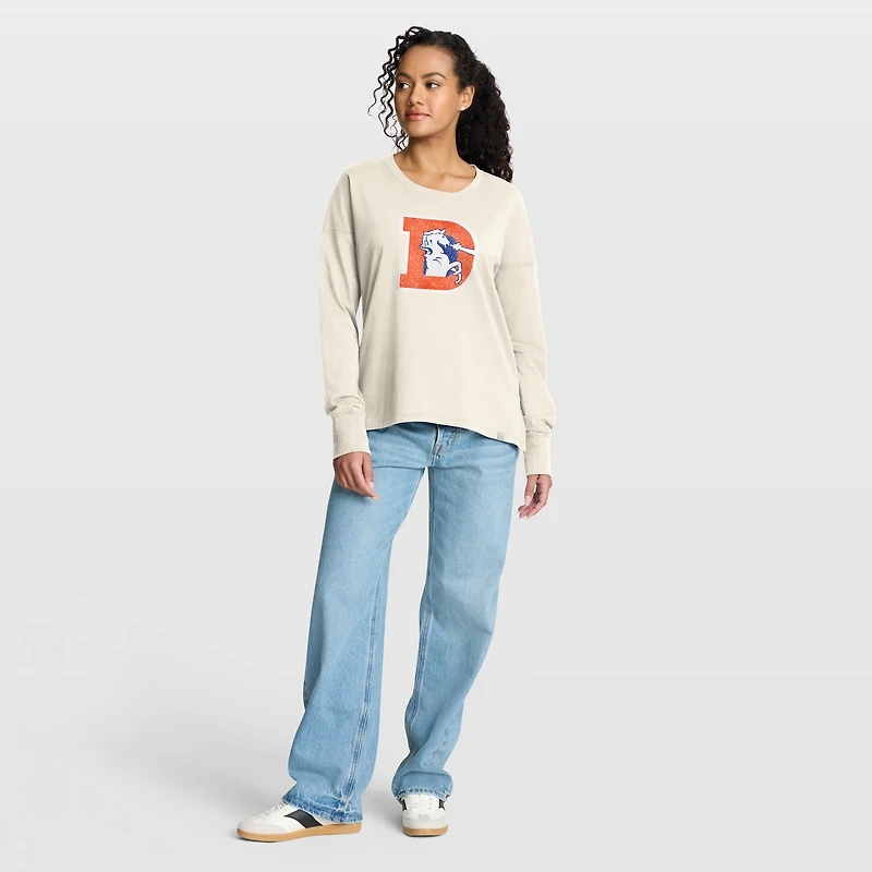 Women's Fanatics Cream Denver Broncos Dove Legacy Long Sleeve T-Shirt