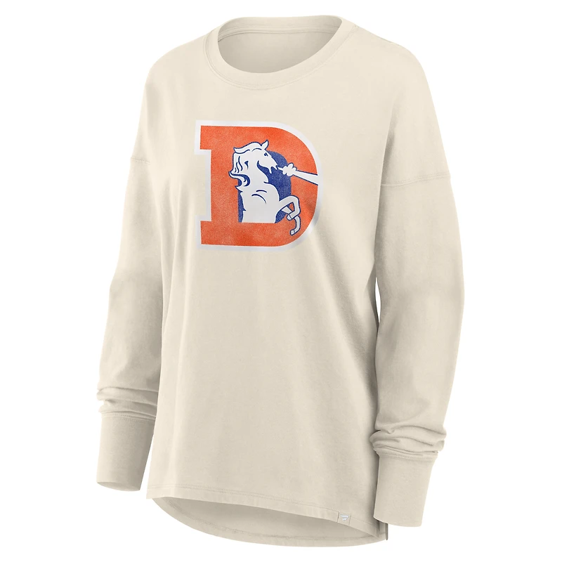 Women's Fanatics Cream Denver Broncos Dove Legacy Long Sleeve T-Shirt
