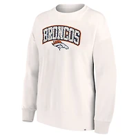Women's Fanatics Cream Denver Broncos Leopard Team Pullover Sweatshirt