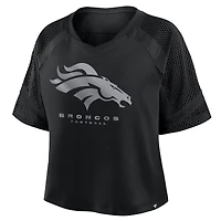 Women's Fanatics Denver Broncos Oversized Raglan V-Neck Blackout Fashion Jersey