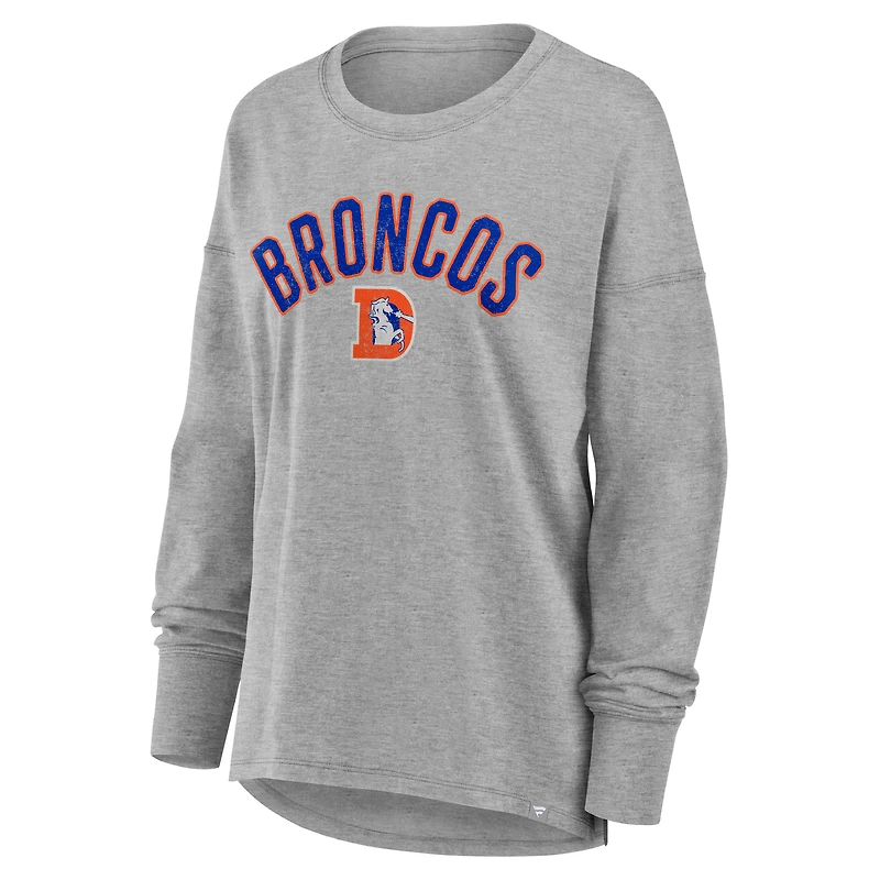 T-shirt à manches longues Fanatics pour femme, gris chiné, motif Hometown Legacy des Denver Broncos