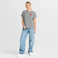 Women's Fanatics Heather Gray Denver Broncos Oversized Hometown Premium Henley Shirt