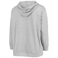 Women's Fanatics Heathered Gray Denver Broncos Plus Lace-Up Pullover Hoodie