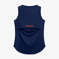 Women's Fanatics Navy Denver Broncos Draped Mesh Back Performance​ Tank Top