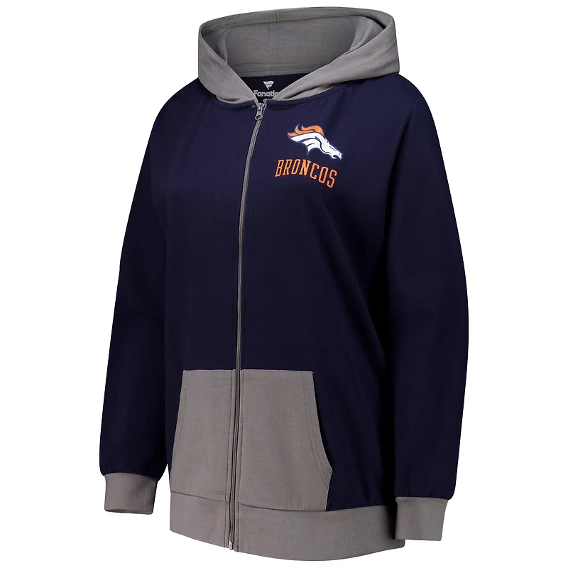 Women's Fanatics  Navy Denver Broncos Hit It Full-Zip Hoodie
