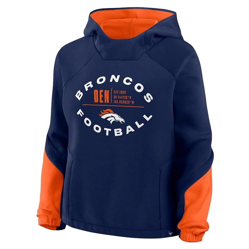 Women's Fanatics Navy Denver Broncos Oversized Redzone Bubble Screen Pullover Hoodie