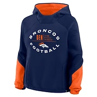 Women's Fanatics Navy Denver Broncos Oversized Redzone Bubble Screen Pullover Hoodie