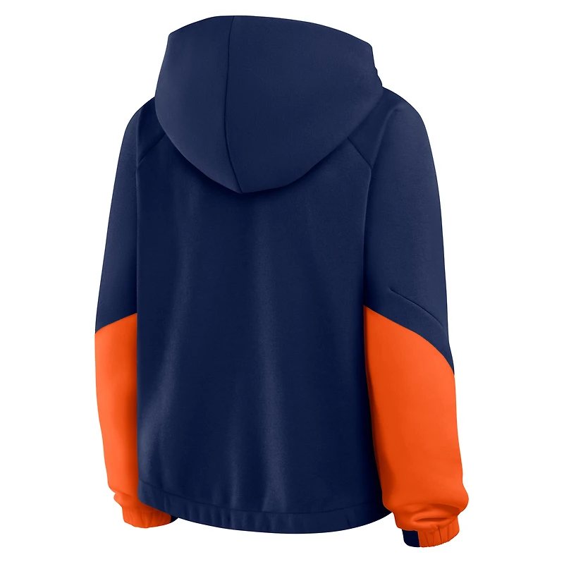 Women's Fanatics Navy Denver Broncos Oversized Redzone Bubble Screen Pullover Hoodie