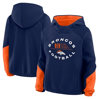 Women's Fanatics Navy Denver Broncos Oversized Redzone Bubble Screen Pullover Hoodie