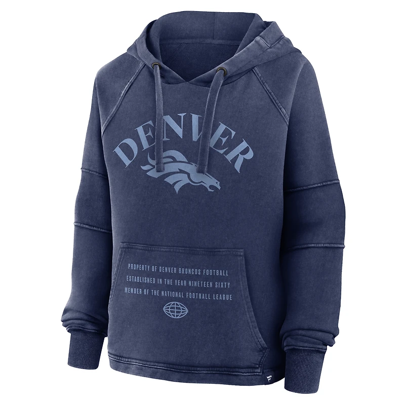 Women's Fanatics Navy Denver Broncos Oversized Raglan Gridiron Hoodie