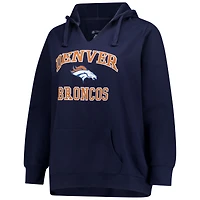 Women's Fanatics Navy Denver Broncos Plus Heart & Soul V-Neck Hoodie