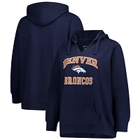 Women's Fanatics Navy Denver Broncos Plus Heart & Soul V-Neck Hoodie