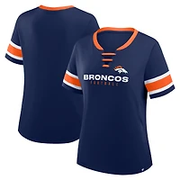 Women's Fanatics Navy Denver Broncos Plus Red Zone Athena Lace-Up V-Notch Neck T-Shirt
