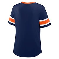 Women's Fanatics Navy Denver Broncos Plus Red Zone Athena Lace-Up V-Notch Neck T-Shirt