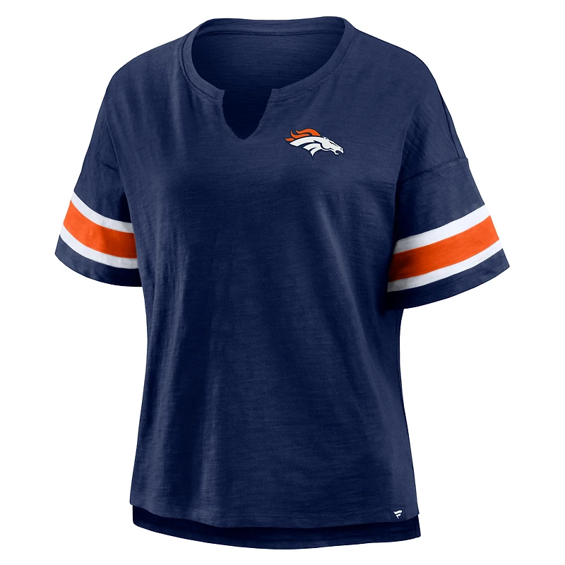 Women's Fanatics Navy Denver Broncos Plus Redzone Notch Neck T-Shirt