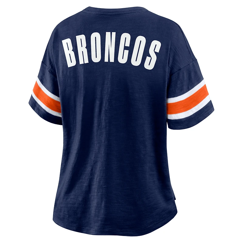 Women's Fanatics Navy Denver Broncos Plus Redzone Notch Neck T-Shirt