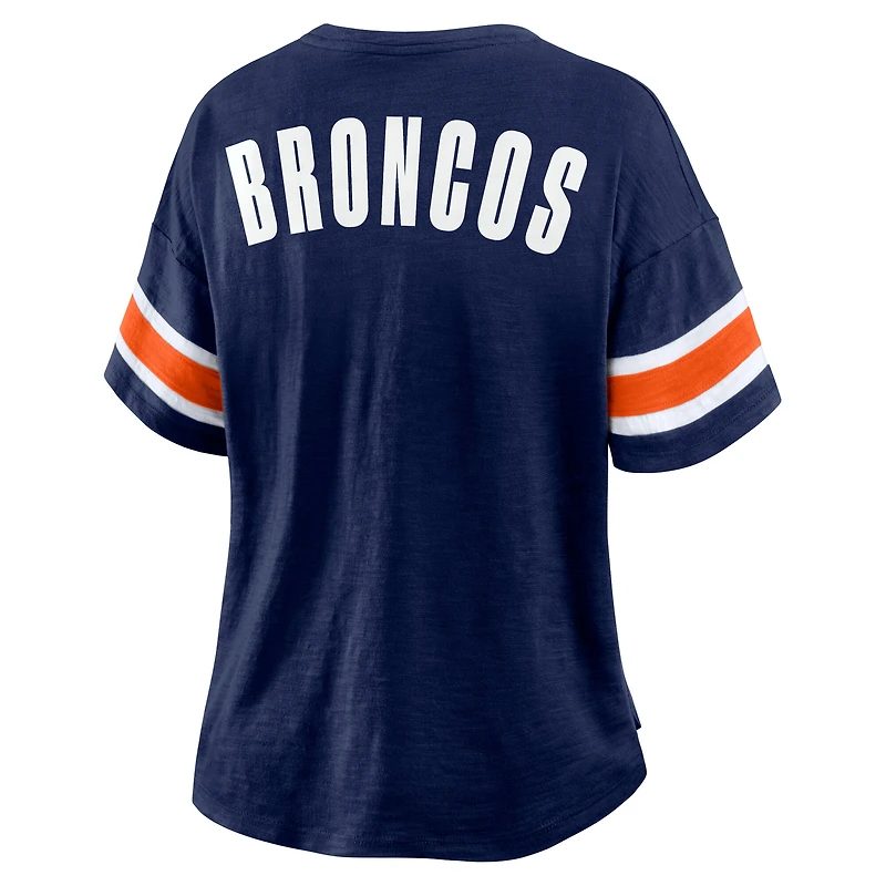 T-shirt Fanatics pour femme, bleu marine, Denver Broncos Redzone Curl Route
