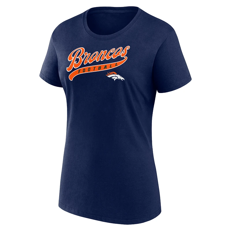 Pack combiné t-shirt et short Fanatics pour femmes, bleu marine, Denver Broncos, Start to Finish