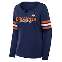Women's Fanatics  Navy Denver Broncos Team First Coverage Scheme Lace-Up Long Sleeve T-Shirt