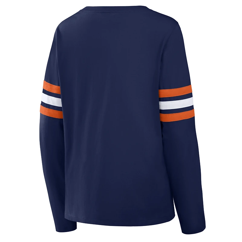 Women's Fanatics  Navy Denver Broncos Team First Coverage Scheme Lace-Up Long Sleeve T-Shirt