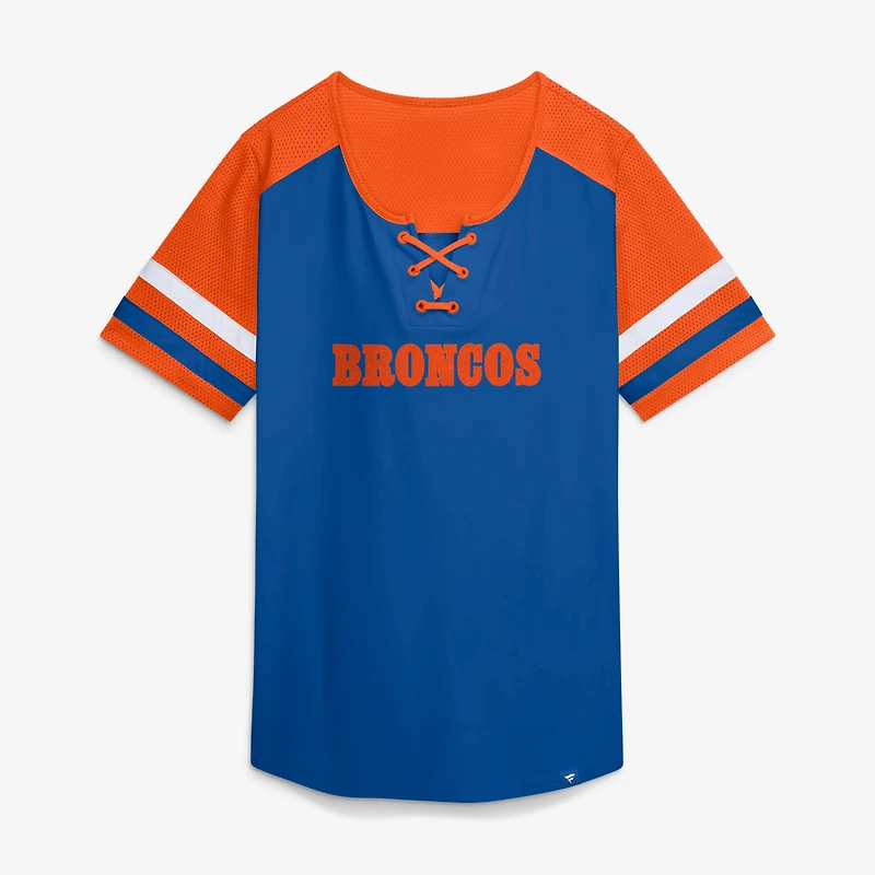 T-shirt à lacets Fanatics Royal Denver Broncos Curl Route Athena pour femmes