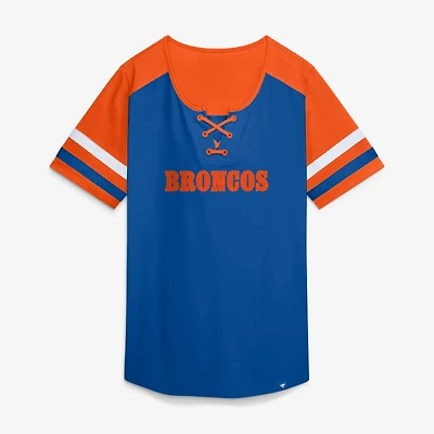 T-shirt à lacets Fanatics Royal Denver Broncos Curl Route Athena pour femmes