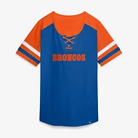 T-shirt à lacets Fanatics Royal Denver Broncos Curl Route Athena pour femmes