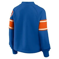 Women's Fanatics Royal Denver Broncos Oversized Hometown Toss Sweep Mock Neck Pullover