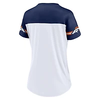 Women's Fanatics White Denver Broncos Dueling Slant V-Neck Lace-Up T-Shirt