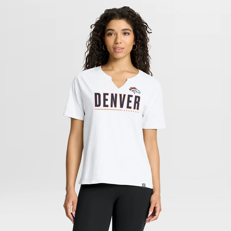 T-shirt boxy blanc Fanatics pour femme, Denver Broncos Redzone