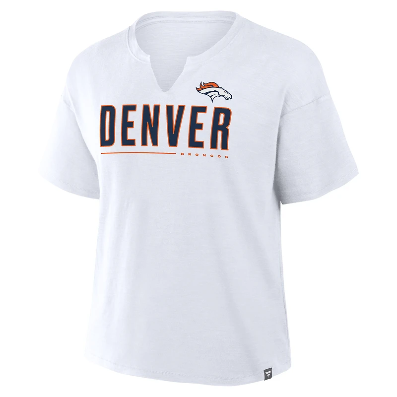Women's Fanatics White Denver Broncos Redzone Slub Boxy T-Shirt