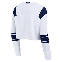 T-shirt à manches longues extensible et court pour femme Fanatics Denver Broncos blanc