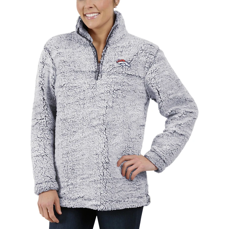 Women's G-III 4Her by Carl Banks Gray Denver Broncos Sherpa Quarter-Zip Pullover Jacket