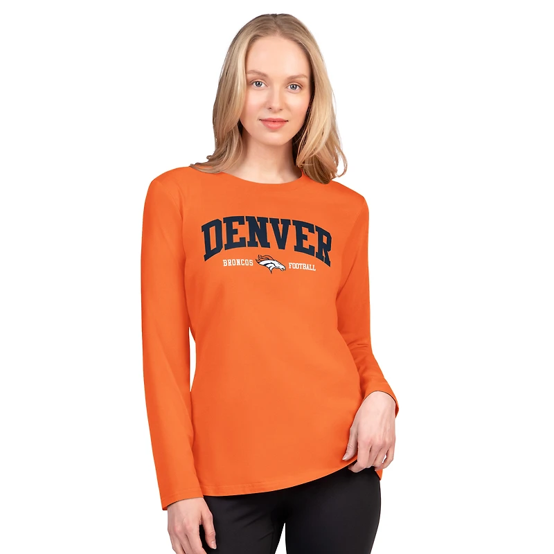 T-shirt à manches longues orange G-III 4Her pour femme par Carl Banks, Denver Broncos, Best Play