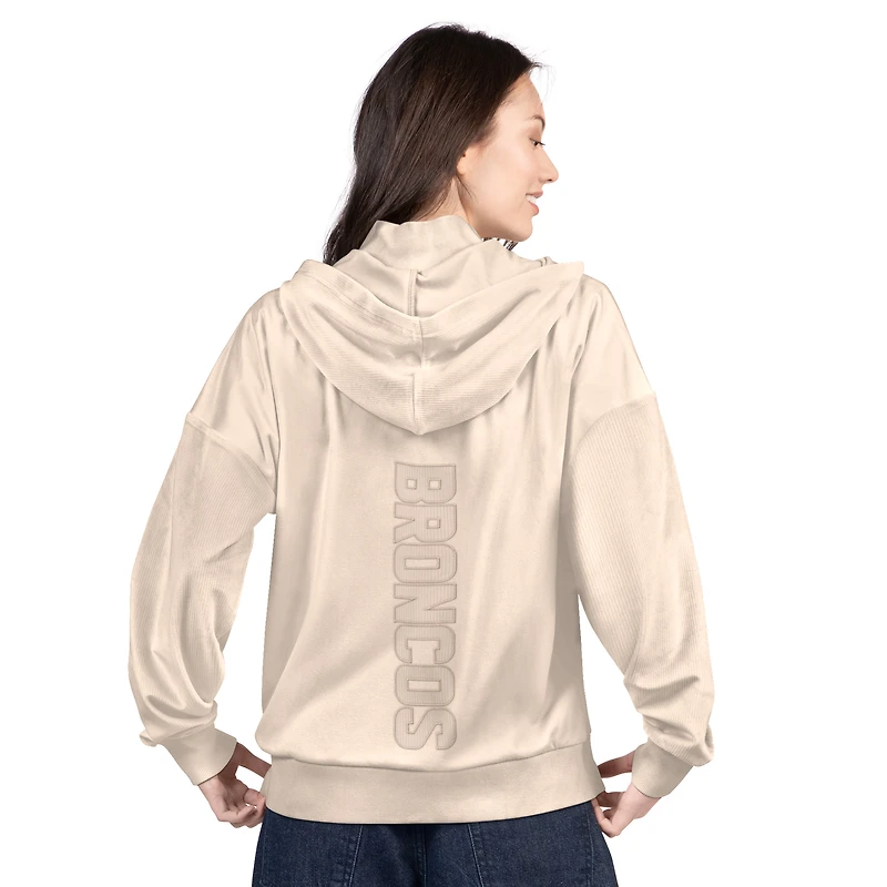Sweat à capuche zippé G-III 4Her pour femme par Carl Banks, couleur tan, des Denver Broncos Rookie