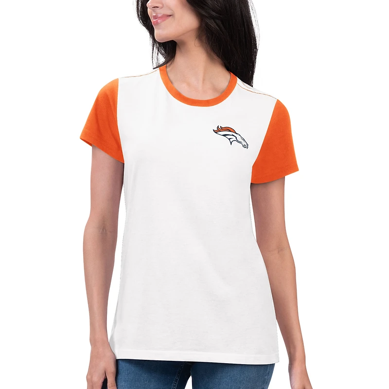 T-shirt pour femme G-III 4Her by Carl Banks Denver Broncos Fashion Illustration blanc/orange