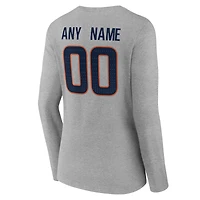 Women's Gray Denver Broncos Team Authentic Personalized Name & Number Long Sleeve V-Neck T-Shirt
