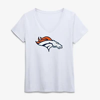 Women's Logo Athletic White Denver Broncos Primary V-Neck T-Shirt