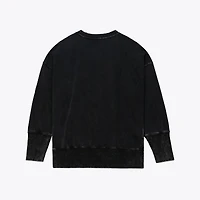 Women's Mitchell & Ness  Black Denver Broncos Delineate Mineral Wash Crewneck Sweatshirt
