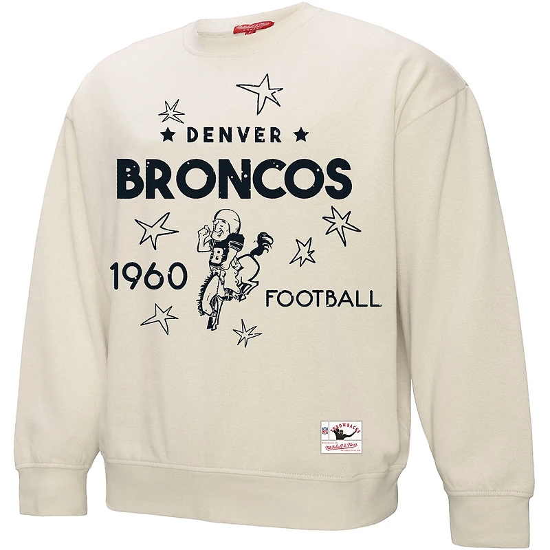 Women's Mitchell & Ness Cream Denver Broncos Plus Shooting Star Sweatshirt